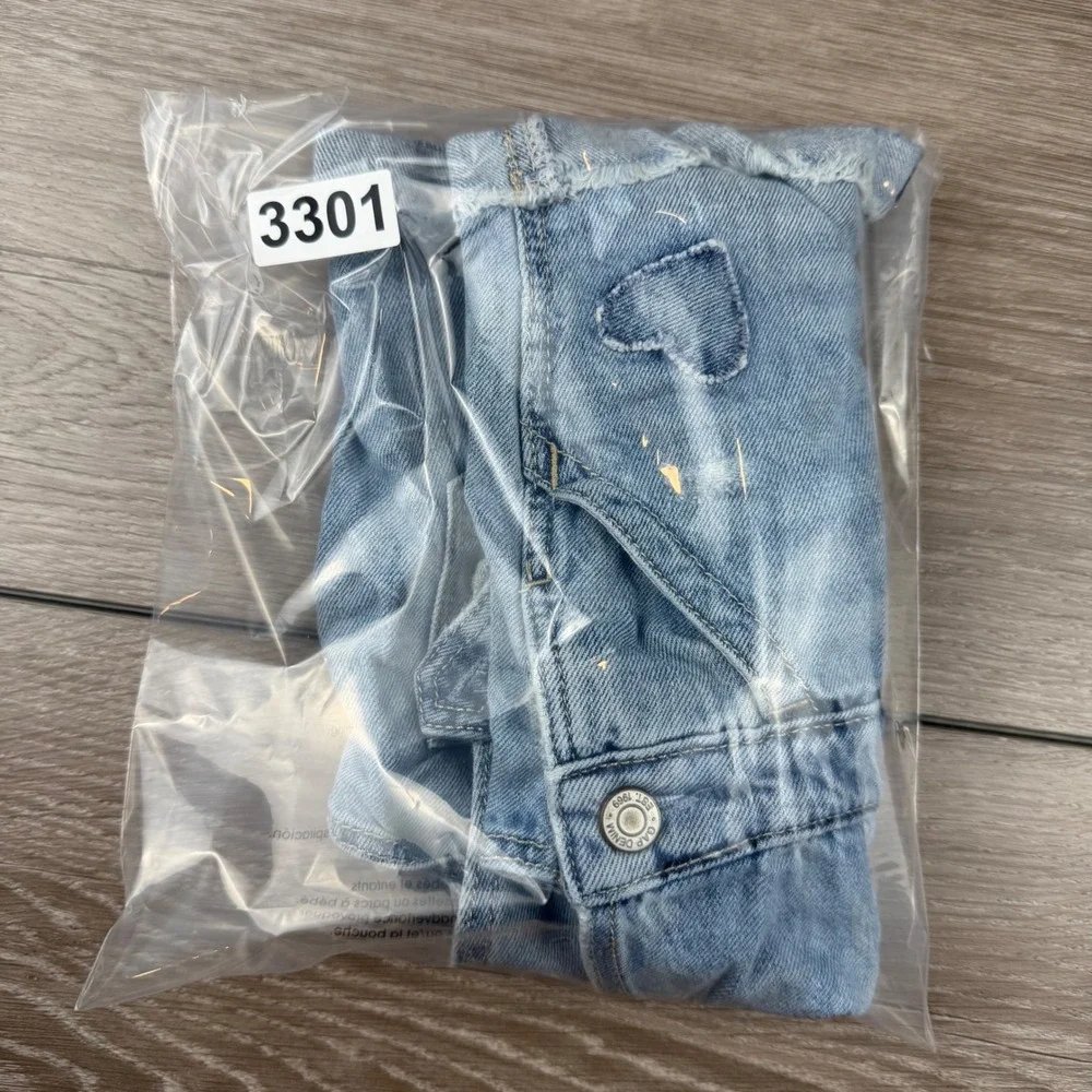 Gap Girls Denim Overall Shorts Heart Distressed Blue 2T
